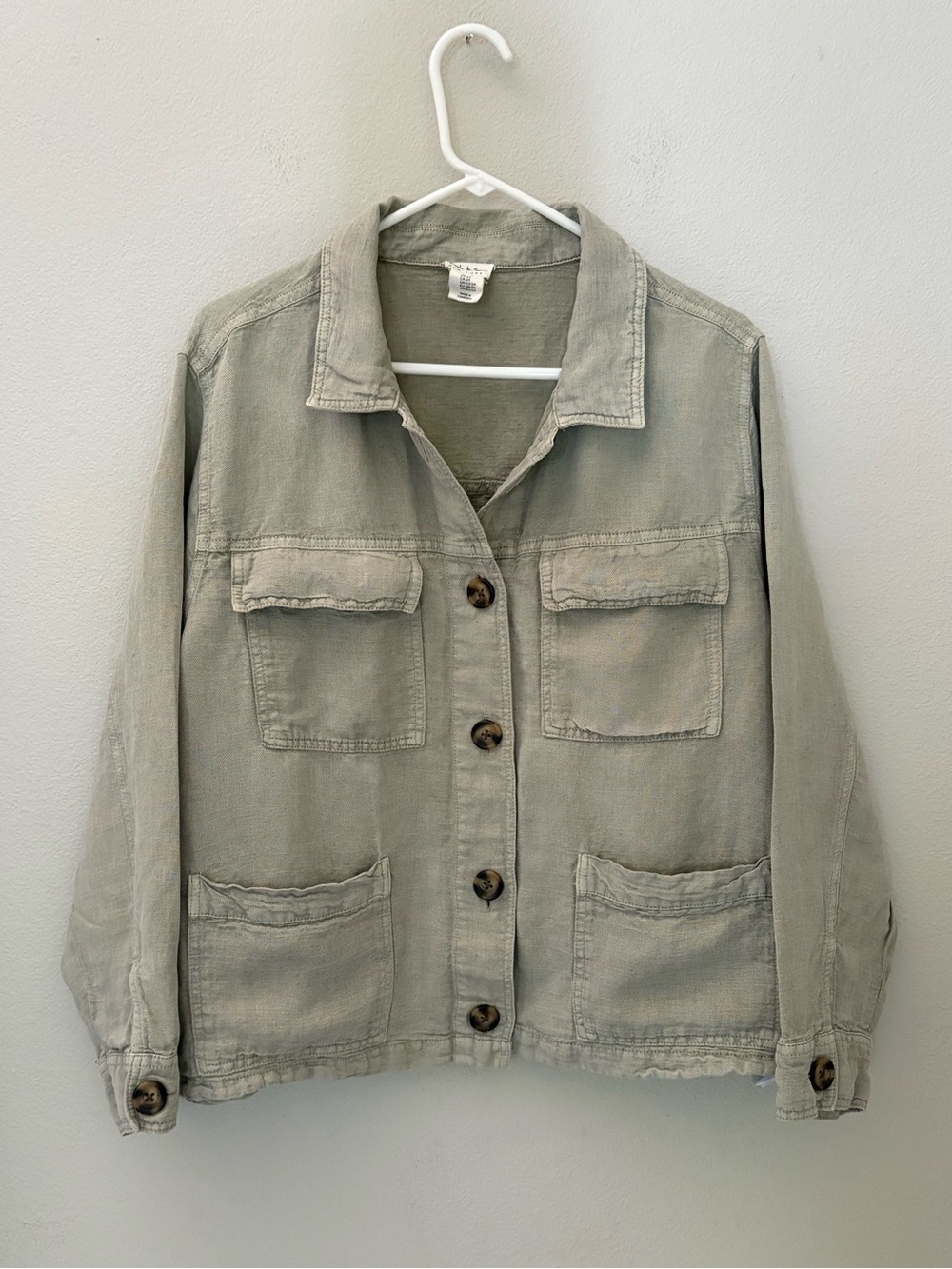 Sage Green Linen Blend Utility Jacket by Nicole Miller New York Shacket Size 2X